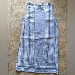Kenar Sleeveless Striped Linen shift dress, size 4